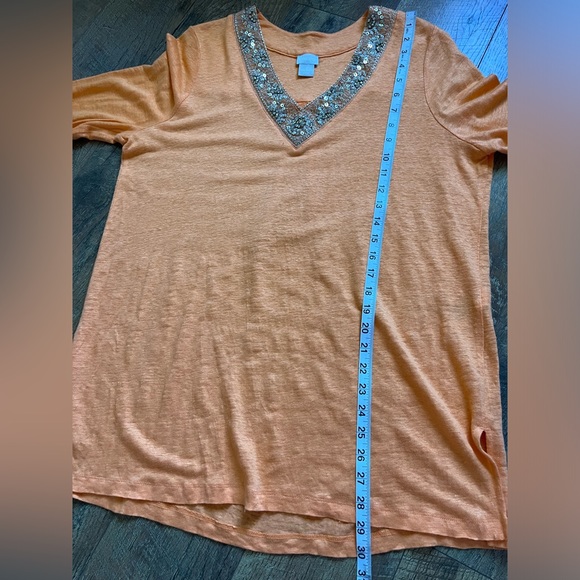 Chicos 100% linen 3/4 sleeve women’s top size large or 2 - Picture 6 of 17